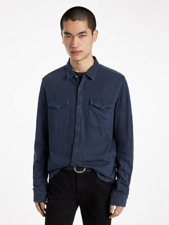 John Varvatos Arvon Western Shirt | Pacific Blue