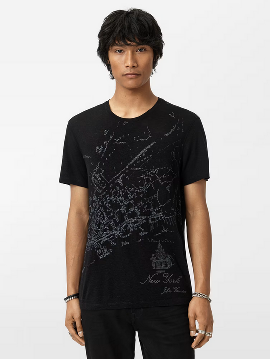 John Varvatos Map Tee | Black