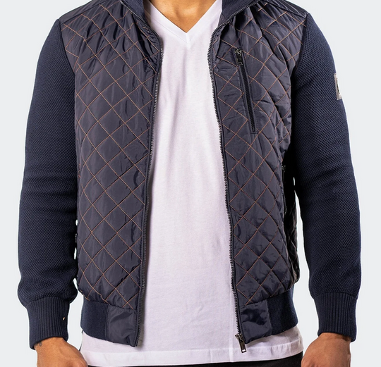 Maceoo Bomber Big Diamond Puff | Navy