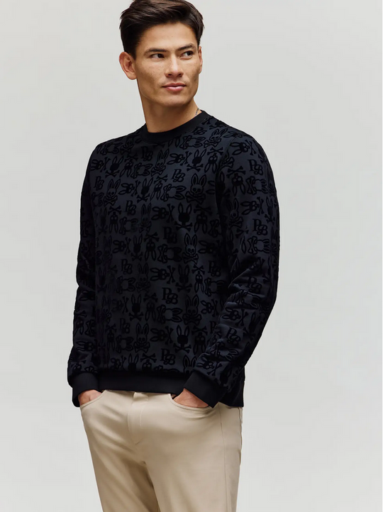 Psycho Bunny Men's Reed Flock Crew | Black