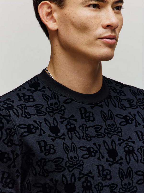 Psycho Bunny Men's Reed Flock Crew | Black