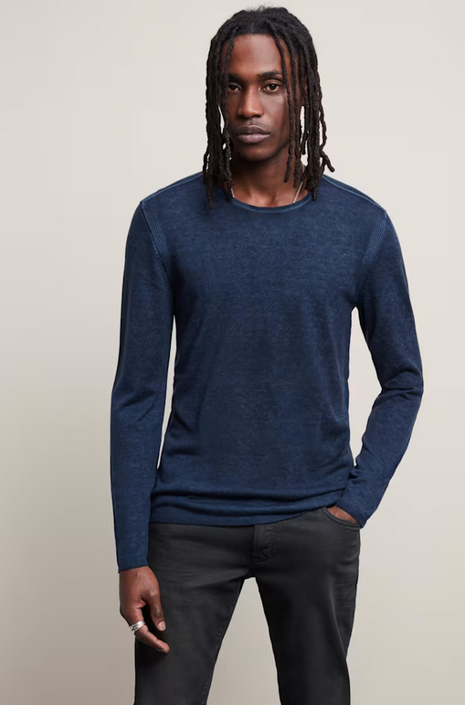 John Varvatos Pete Crew Neck Sweater | Navy