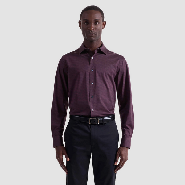 Bugatchi James Herringbone OoohCotton® Shirt | Burgandy