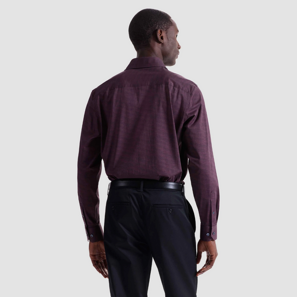 Bugatchi James Herringbone OoohCotton® Shirt | Burgandy