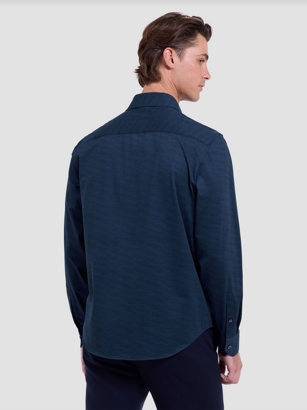 Bugatchi James Herringbone OoohCotton® Shirt | Navy