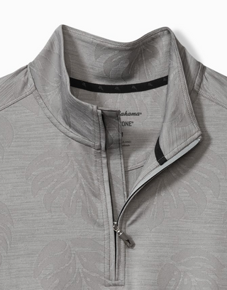 Tommy Bahama Monstera Fade IslandZone® Sweat demi-zip | Ultimate Grey