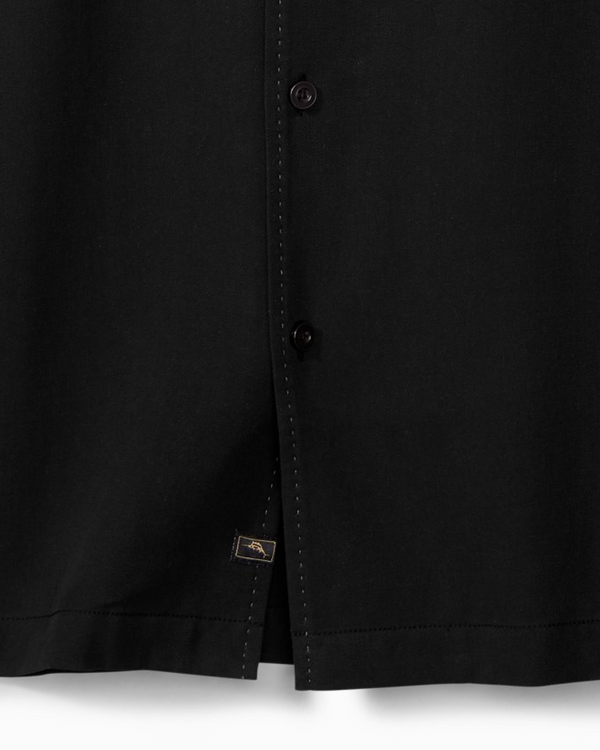 Tommy Bahama Hawaiian Herringbone Silk Camp Shirt | Black