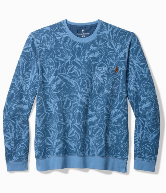 Tommy Bahama Ben & Terry Twilight Palms Crew Sweatshirt | Buccaneer Blue