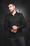 Au Noir Long Sleeve Polo | BENTLEY, Black