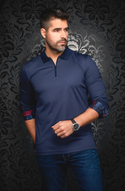 Au Noir Long Sleeve Polo | BENTLEY, Navy