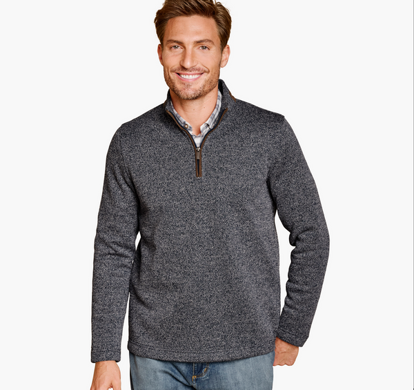 Johnston & Murphy Marled Quarter-Zip | Grey/Navy