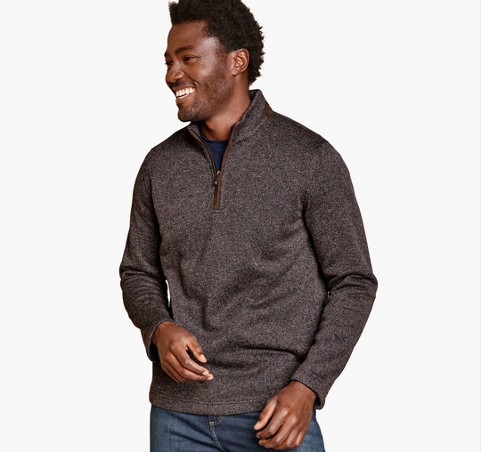 Johnston & Murphy Marled Quarter-Zip | Navy/Brown