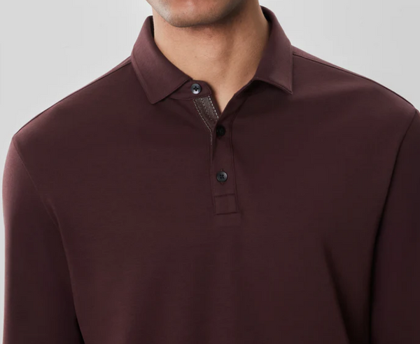 Robert Barakett Long Sleeve Herringbone Polo | Bordeaux
