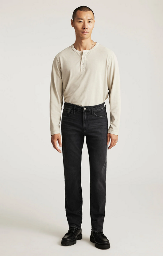 Mavi Steve Athletic Fit Jeans  Regular Rise | Dark Smoke Supermove