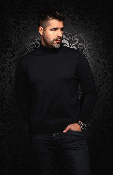 Au Noir Merino Wool Turtle Neck  | ARKANES, Black