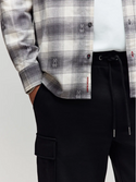 Psycho Bunny  Men's Kurt Plaid Flannel Shirt | Blackend Pearl