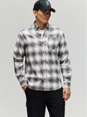 Psycho Bunny  Men's Kurt Plaid Flannel Shirt | Blackend Pearl