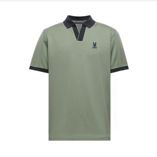 Psycho Bunny Men's Mackay Jacquard Johnny Collar Polo | Sea Spray