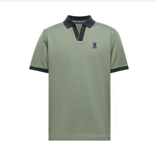 Psycho Bunny Men's Mackay Jacquard Johnny Collar Polo | Sea Spray