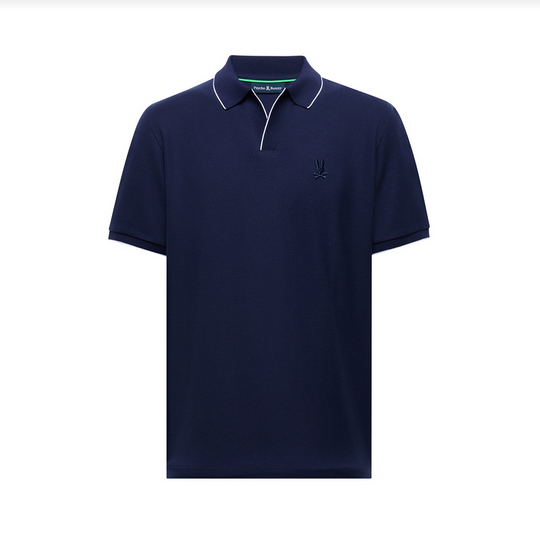 Psycho Bunny Men's East Hills Johnny Collar Polo | Evening Blue