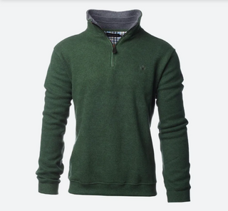 Ethnic Blue Zip Neck SIGNATURE Sweater | Olive