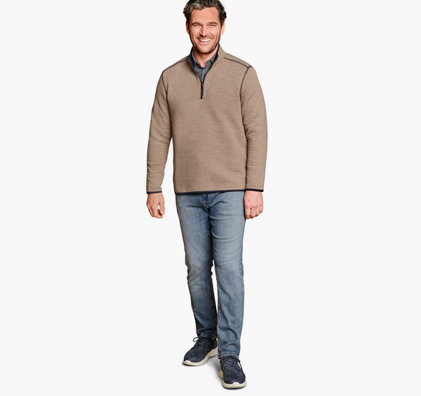 Johnston & Murphy Reversible Channel-Quilted Quarter-Zip