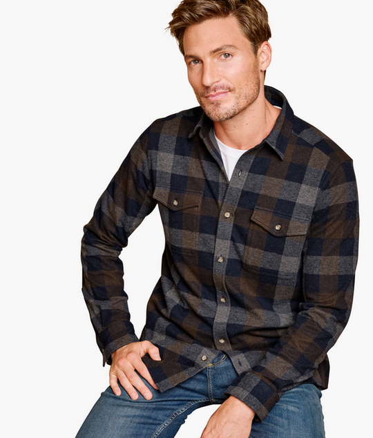 Johnston & Murphy Brushed Button-Front Knit Shirt