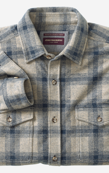 Johnston & Murphy Brushed Button-Front Knit Shirt