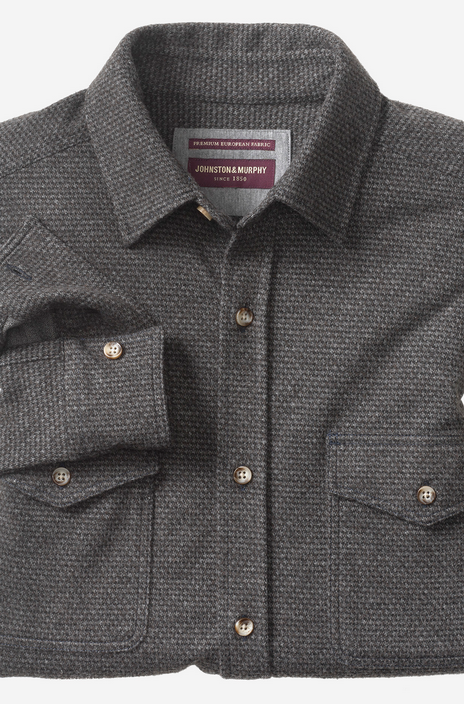 Johnston & Murphy Brushed Button-Front Knit Shirt