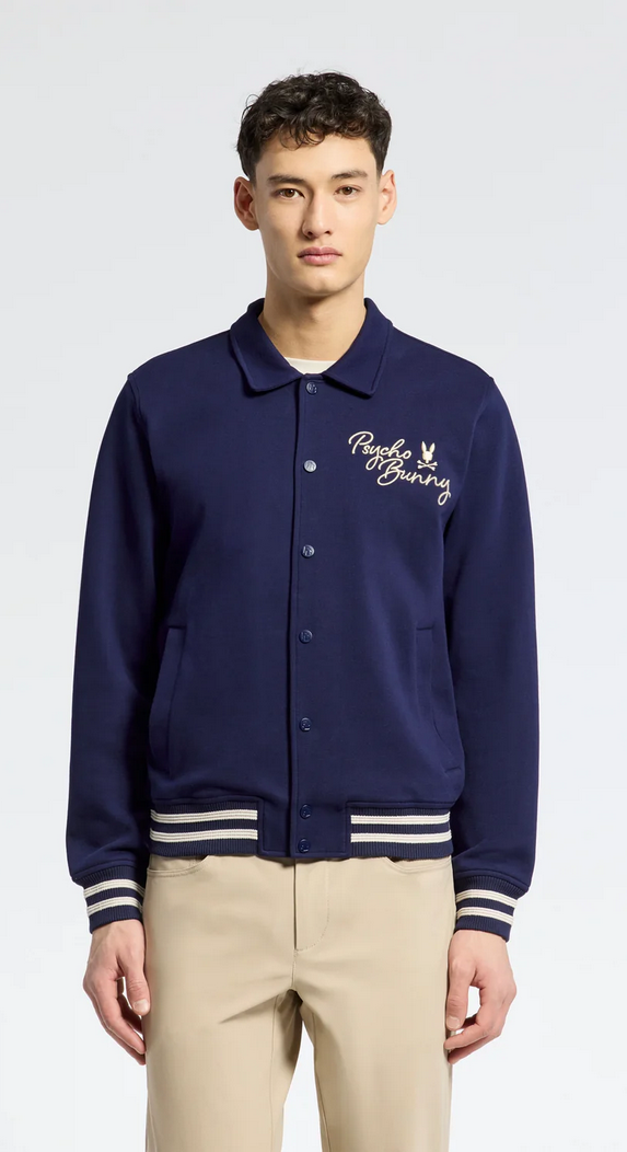 Psycho Bunny Men's Desert Coach Bomber Jacket | Evening Blue