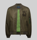 Psycho Bunny Men's David Oversized Satin Bomber | Dark Green