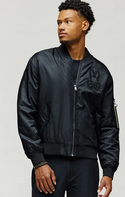 Psycho Bunny Men's David Oversized Satin Bomber | Black