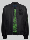 Psycho Bunny Men's David Oversized Satin Bomber | Black