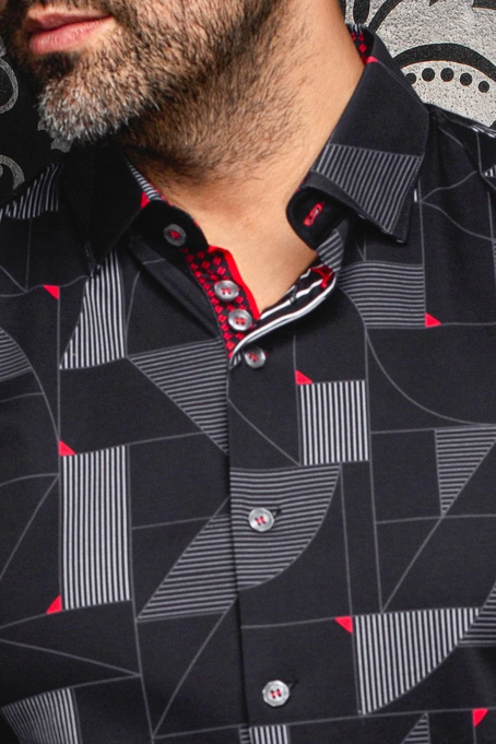 Au Noir 360° Stretch Shirt Long Sleeve | FRANK, Black Red