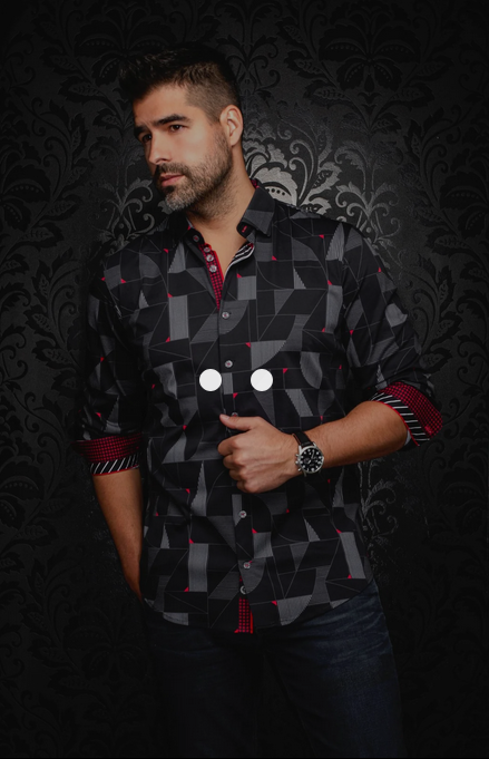 Au Noir 360° Stretch Shirt Long Sleeve | FRANK, Black Red
