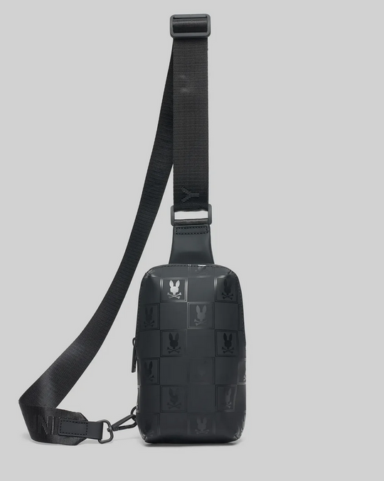 Psycho Bunny Men's Rubberized Crossbody | Black