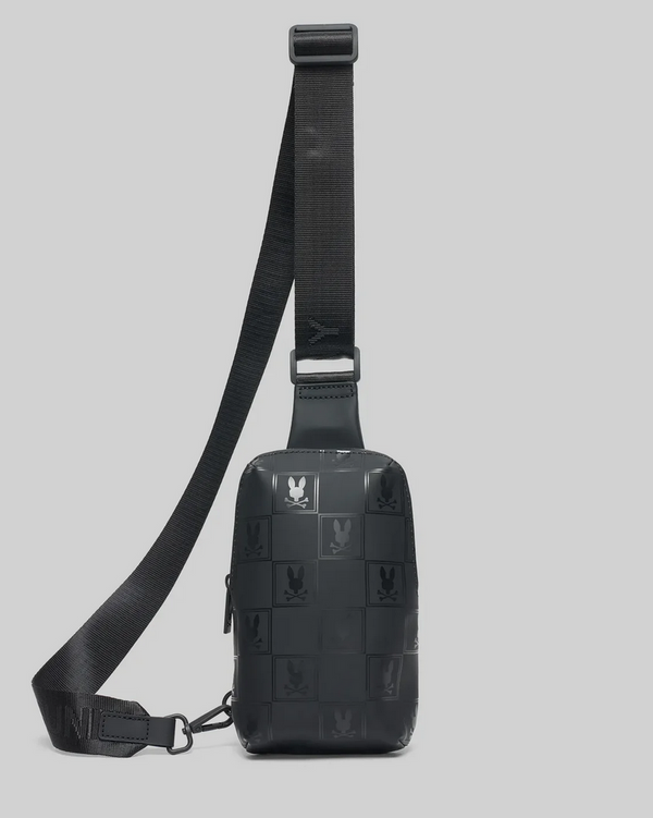 Psycho Bunny Men's Rubberized Crossbody | Black