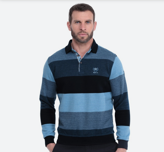 Ethnic Blue ICONIC Striped Polo | Blues