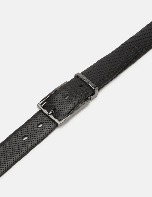 Lloyd Textured Leather Belt | Black