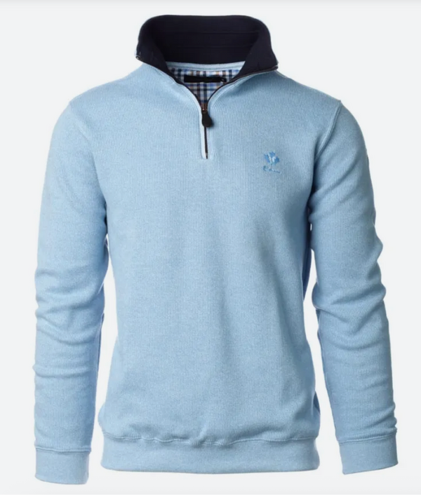 Ethnic Blue Zip Neck SIGNATURE Sweater | Light Blue