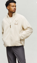 Psycho Bunny Men's Riley Sherpa Full Zip | White Cap Grey