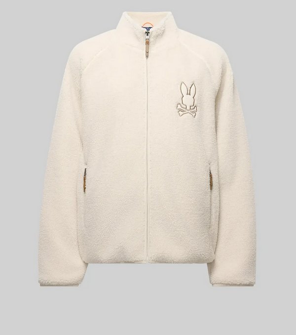Psycho Bunny Men's Riley Sherpa Full Zip | White Cap Grey