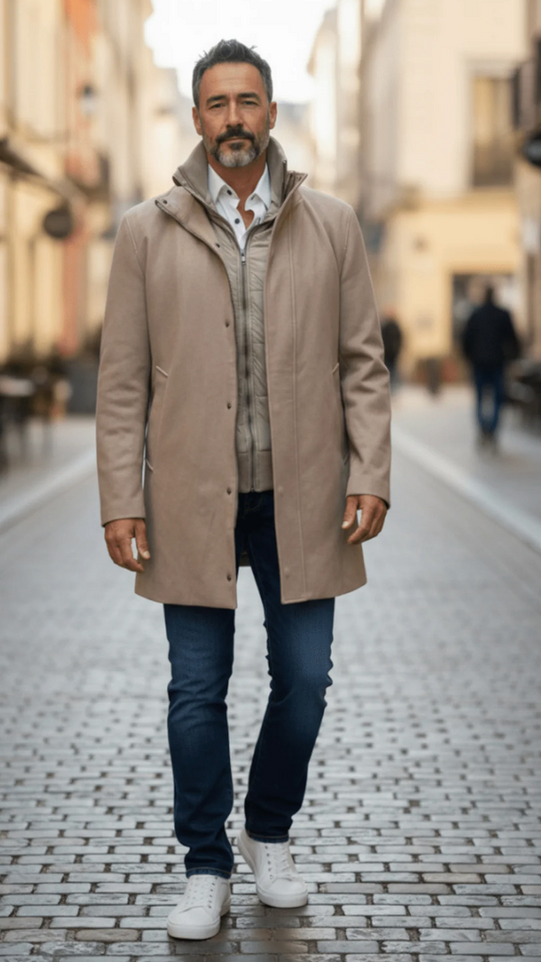 Au Noir Coat With Fooler | WATSON, Sand