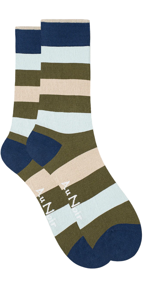 Au Noir Socks | Olive Blue