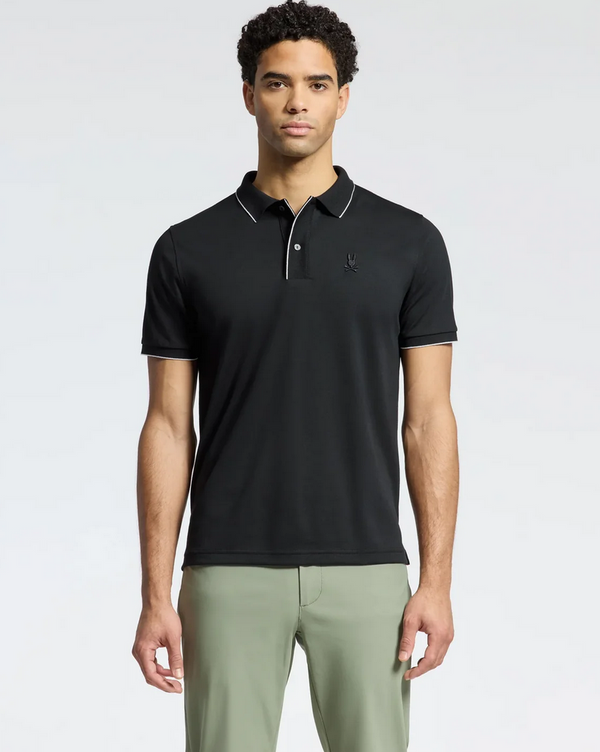Psycho Bunny Men's Bryce Performance Pique Polo Shirt | Black