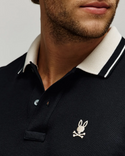 Psycho Bunny Men's Indigo Textured Collar Pique Polo | Black