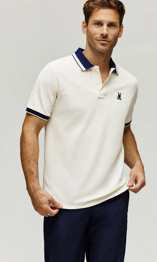 Psycho Bunny Men's Indigo Textured Collar Pique Polo | Pristine