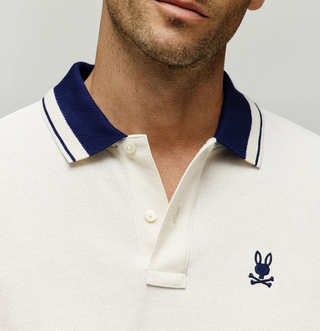 Psycho Bunny Men's Indigo Textured Collar Pique Polo | Pristine