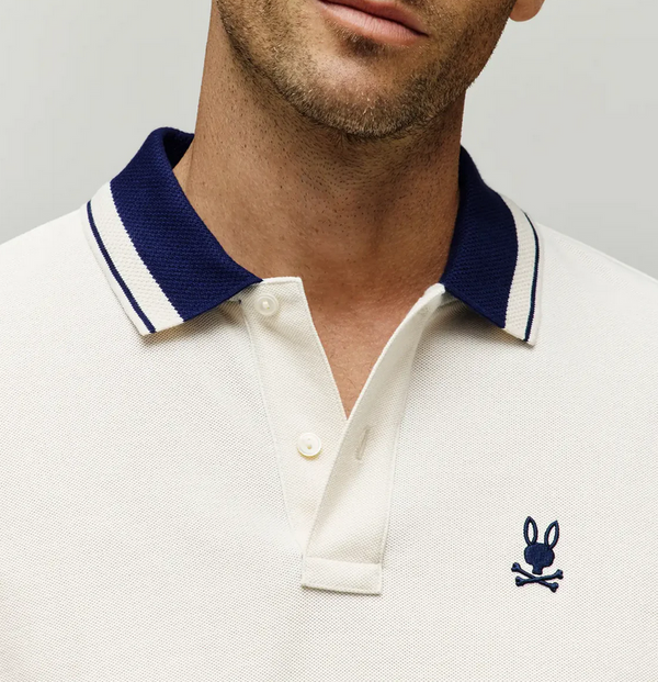 Psycho Bunny Men's Indigo Textured Collar Pique Polo | Pristine