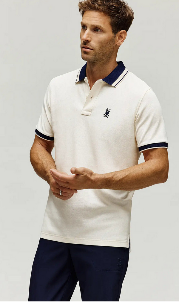 Psycho Bunny Men's Indigo Textured Collar Pique Polo | Pristine